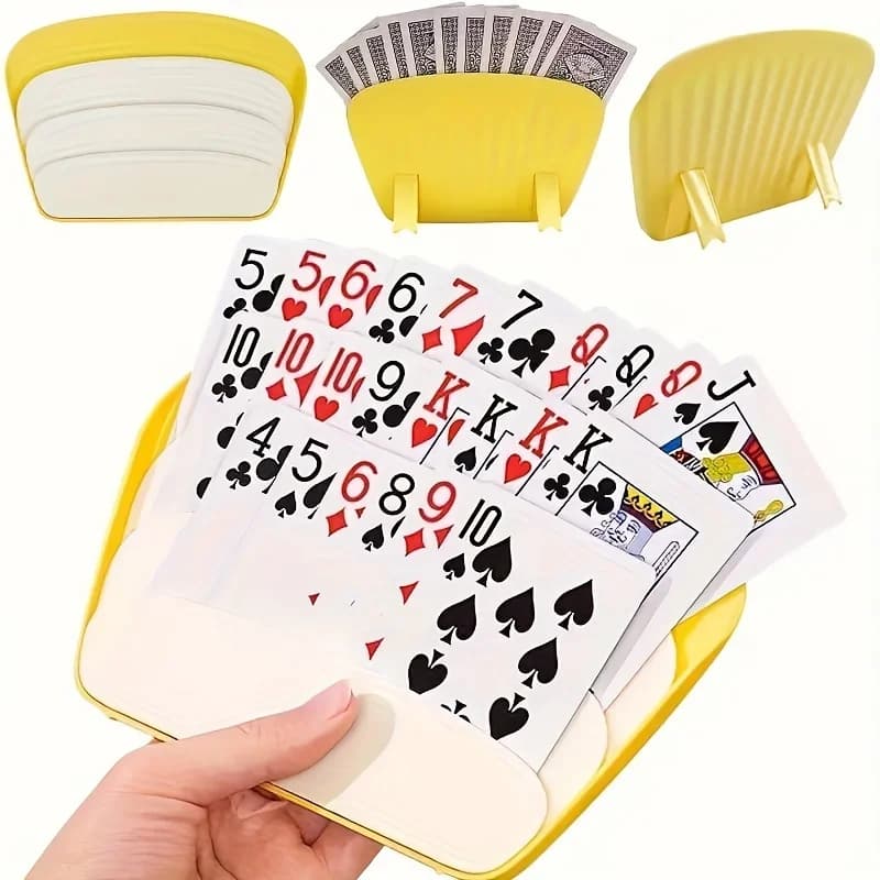 Confezione da 4 portacarte in PVC giallo per carte da gioco, feste da poker, giochi notturni per famiglie, accessori per giochi di carte