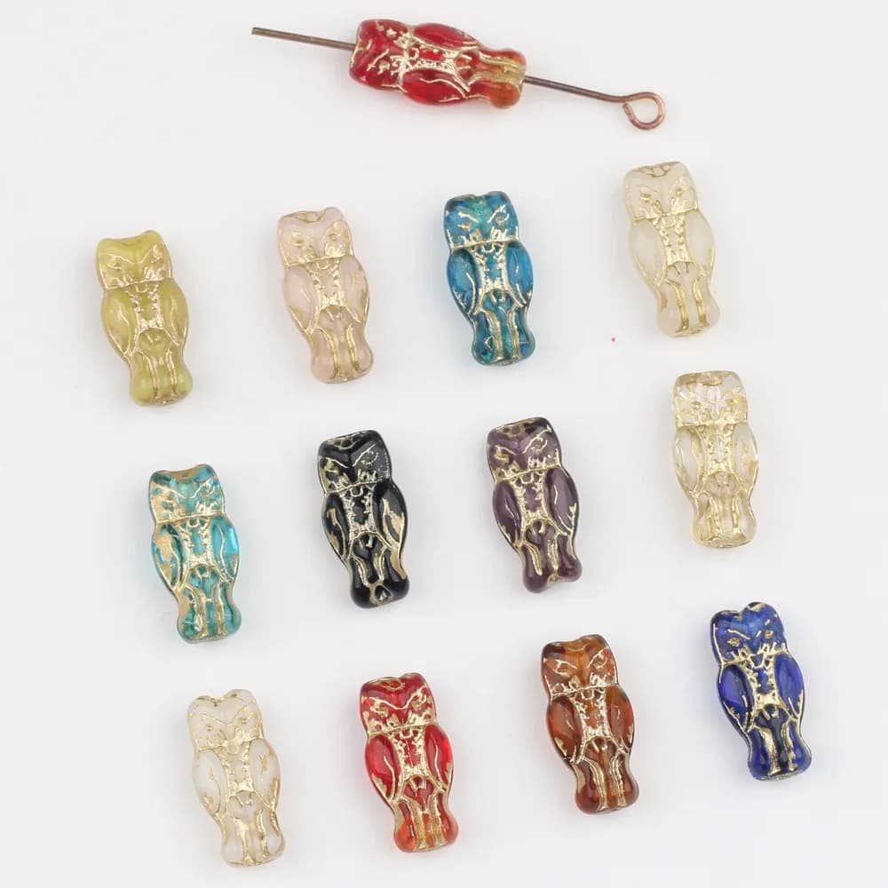 10 pcs/lot 7*14 MILLIONS of Czech Glass Retro Double-sided Gufo Beads Beads Pendents And Pendants for Necklace Jewelry Accessories DIY