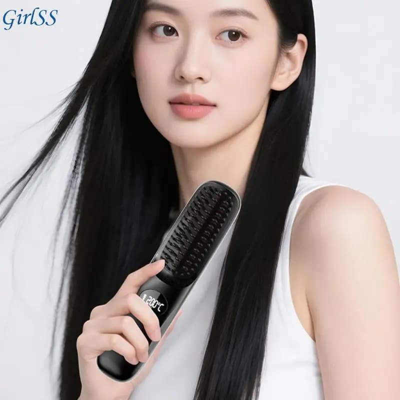 Ceramic Hair Plate Brush Wireless Design Quick Heating Multiple Set T4MB