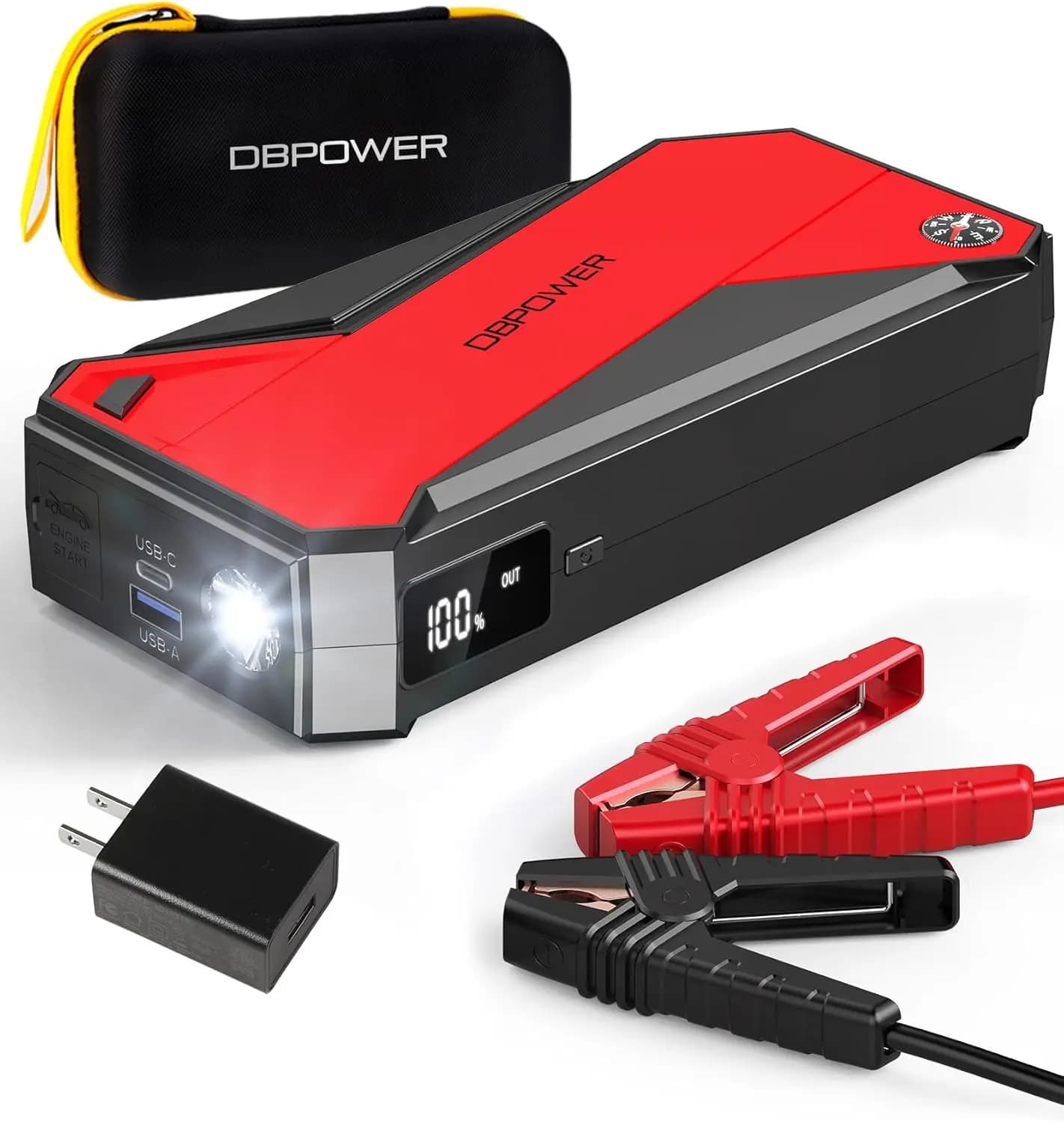 Avviatore di Emergenza Portatile 3000A 18000mAh (per Motori a Benzina fino a 8.0L, Diesel 6.0L) con Porta di Ricarica Intelligente e Bussola
