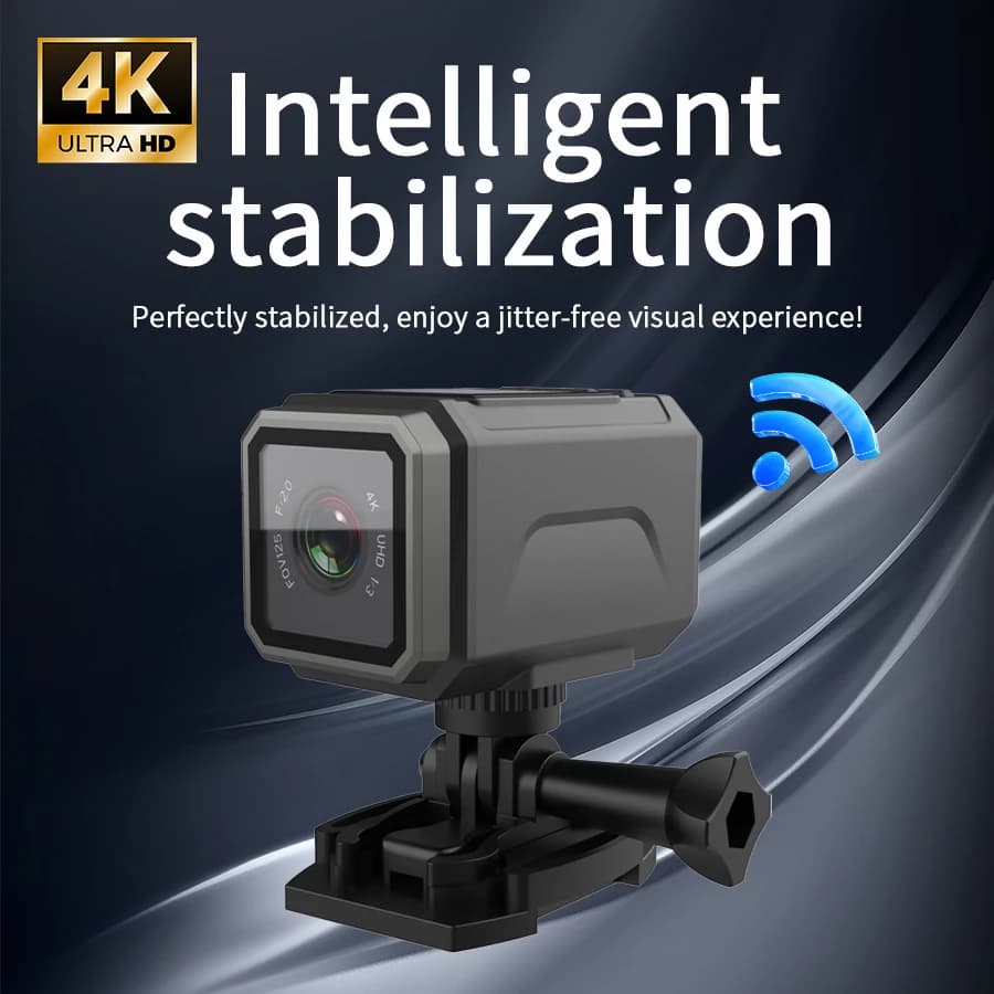 Telecamera WiFi 4K Ultra HD/Mini telecamera per sport all'aria aperta/Camera per moto/Camera per bicicletta/Camera per casco indossabile