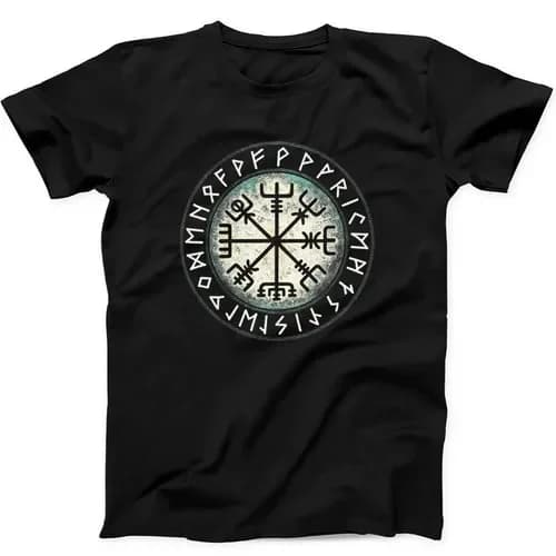 Vegvisir Viking Celtic Compass Cool Funny Gift Tee Black T Shirt 477