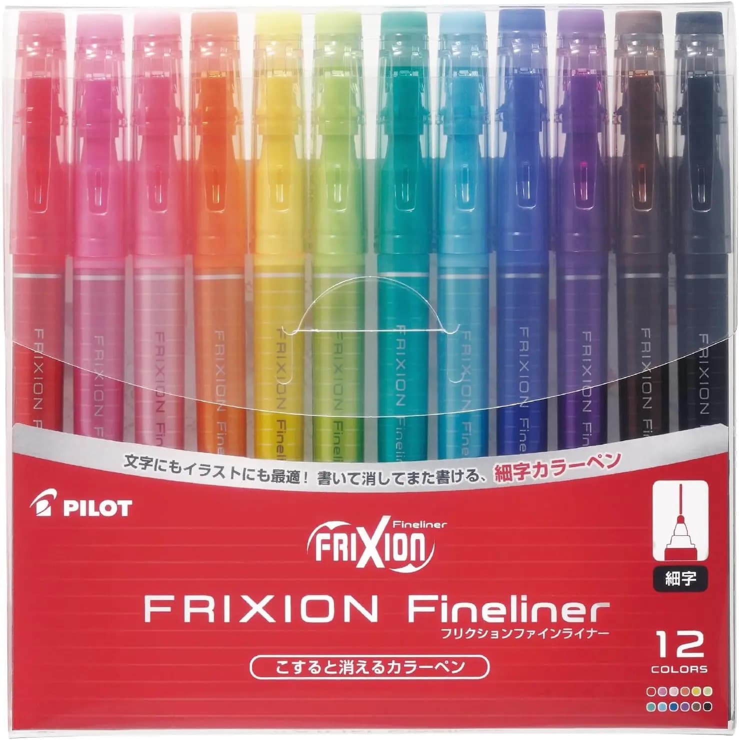 Penne Gel Cancellabili, Punta Fine, 12 Colori Assortiti, Tecnologia Frixion