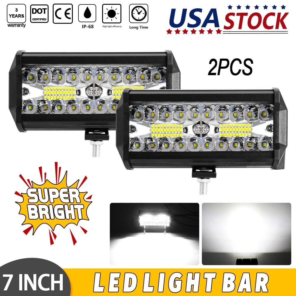 MGLLIGHT Faro da Lavoro LED 7 Pollici, Fascio Combinato Spot/Flood, Luce di Guida per Fuoristrada, Trattori, Auto, 4x4, ATV, SUV