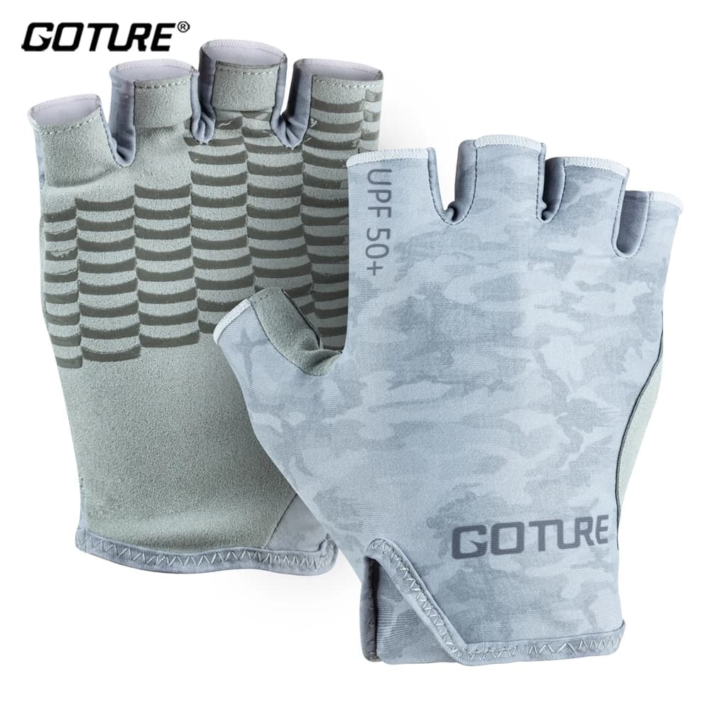 Goture Seamless Fishing Gloves Summer UV Protection Half-tip gloves for fishing, rowing, hiking, cycling for men and women