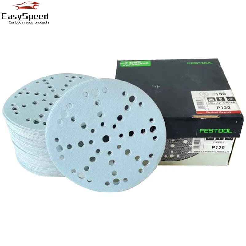 Granato carta vetrata da 6 pollici rotonda 150mm 17/48 fori floccaggio autoadesiva posteriore in velluto per auto levigatura adatta per levigatrice Festool