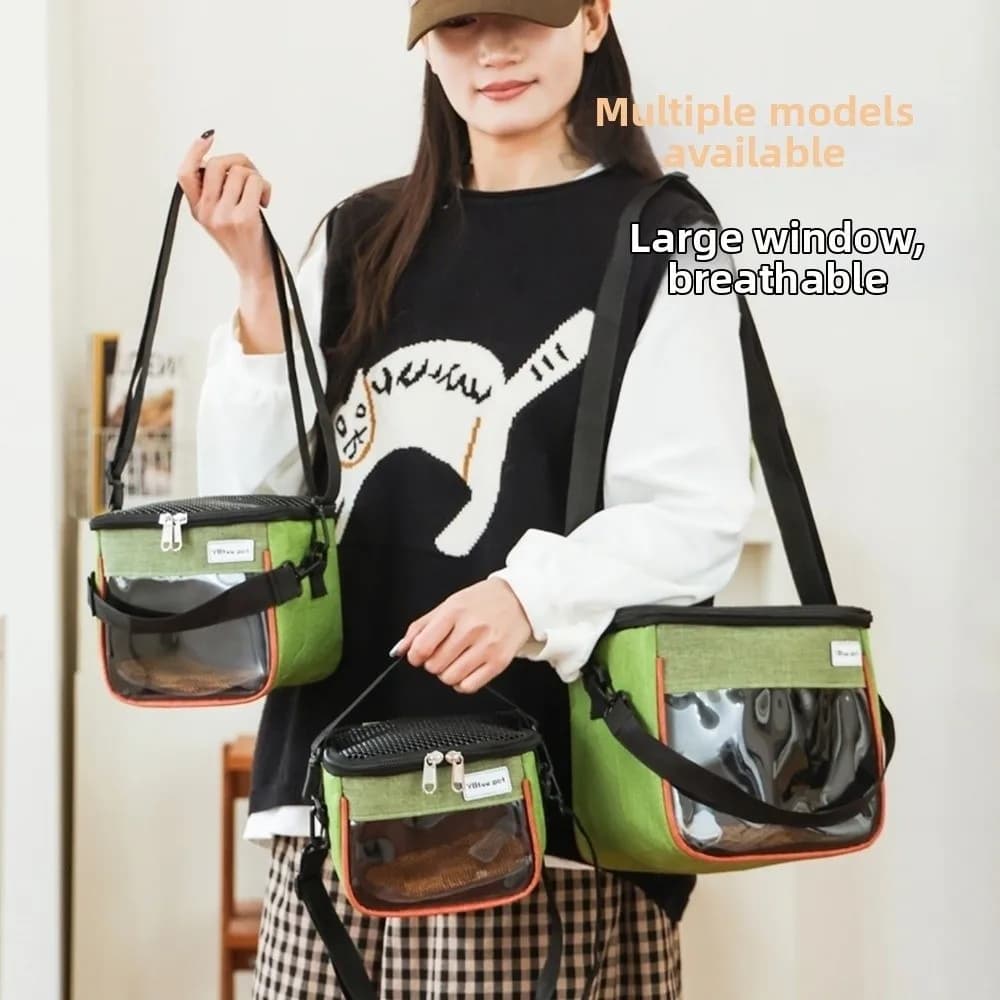 S/M/L Hamster Travel Carrier Clear Window Breathable Pet Carrier Bag Lightweight Portable Small Pet Carrier Outdoor Use