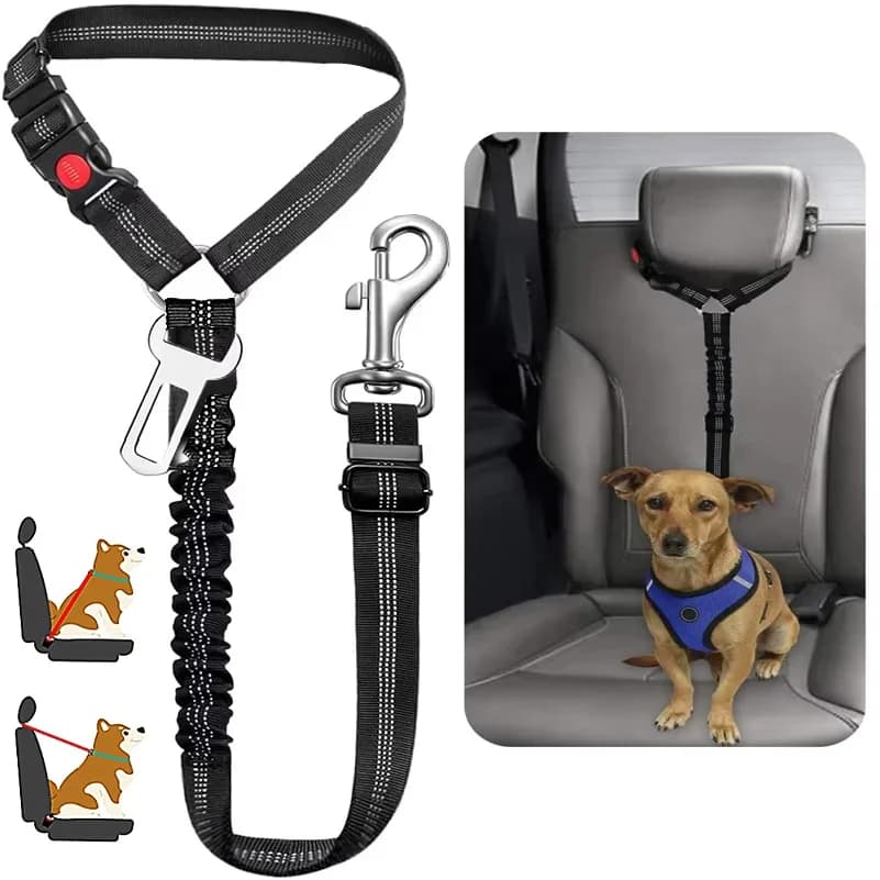 2 in 1 Solid Dog Harness Leash Pet Car Seat Belt Heavy Duty Elastic Safety Belt Adjustable for Kitten Dogs Collar Pet Accessorie