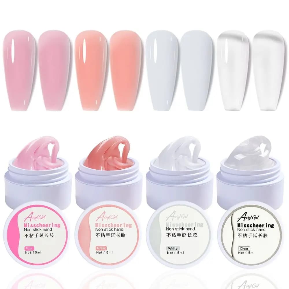 Gel per Unghie Solido Cristallino Effetto Aurora Rosa Nude Trasparente, Strumenti per Manicure, Gel Acrilico Morbido per Scultura e Decorazione Unghie