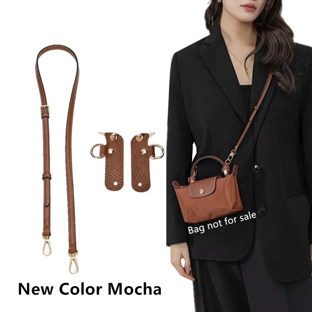 Tracolla di Ricambio in Pelle per Borsa Longchamp Mini, Senza Foratura, Accessori per Borse