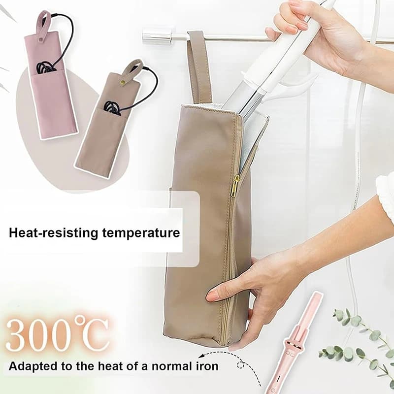 Support for hot iron, curling mat with zipper, heat-resistant travel bag for curling iron, straight for light portable hair