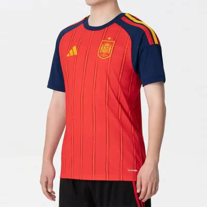 Hot Adidas Spanish National Team Home Jersey Men's Breathable Quick-Drying Football Short Sleeve JN4390