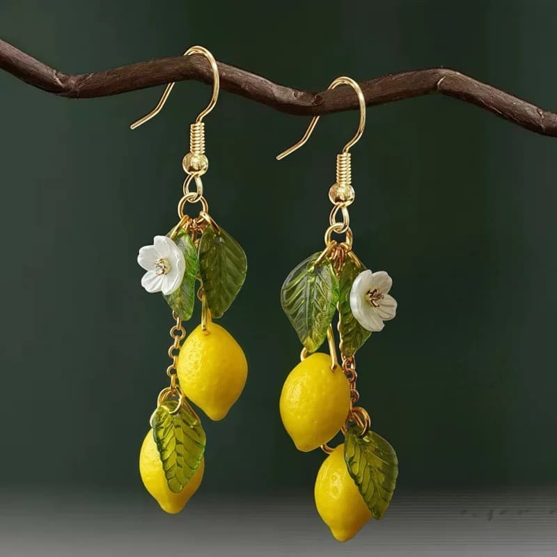Fashion Personalized Lemon Earrings with Long Tassel Summer Fruit Dangle Earrings Versatile Bohemian Jewelry Gift for Women
