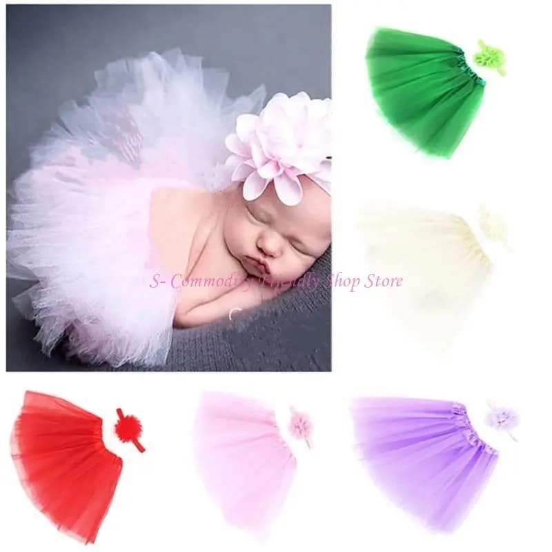 85AE Baby Costume Hairclip & Tutu Skirt Newborns Shower Photo Clothes Cosplay Outfits