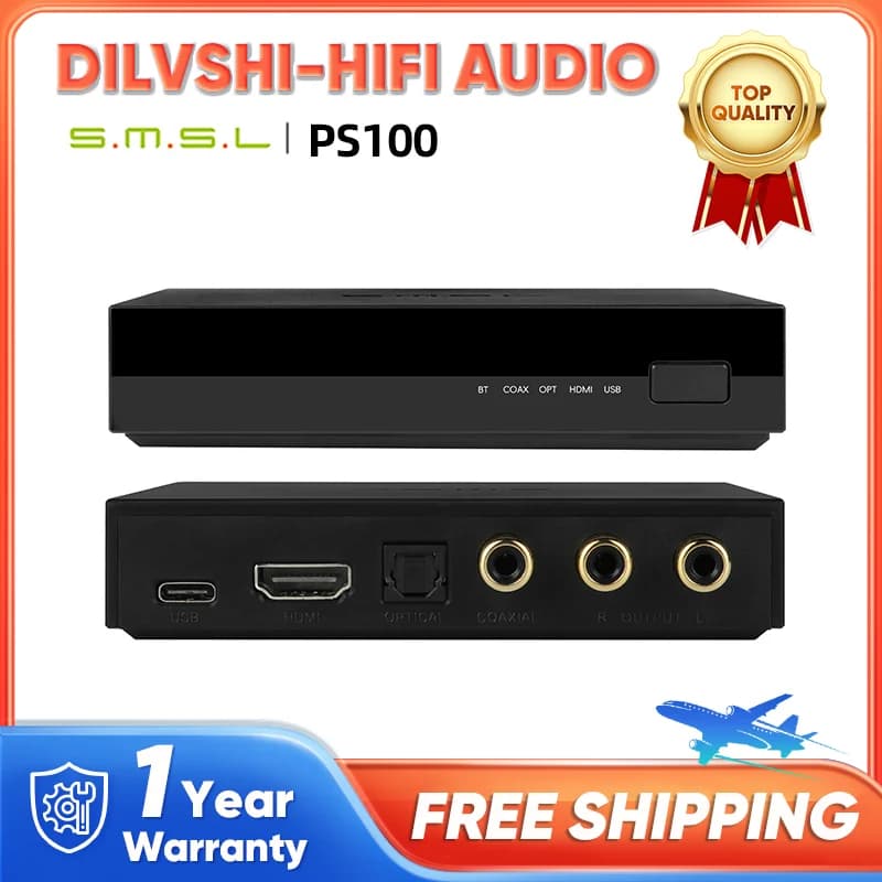 Convertitore audio multifunzionale SMSL PS100 ES9023 Chip DAC Convertitore audio per musica per auto domestica 24 bit 192 kHz HDMI (ARC) Audio per TV