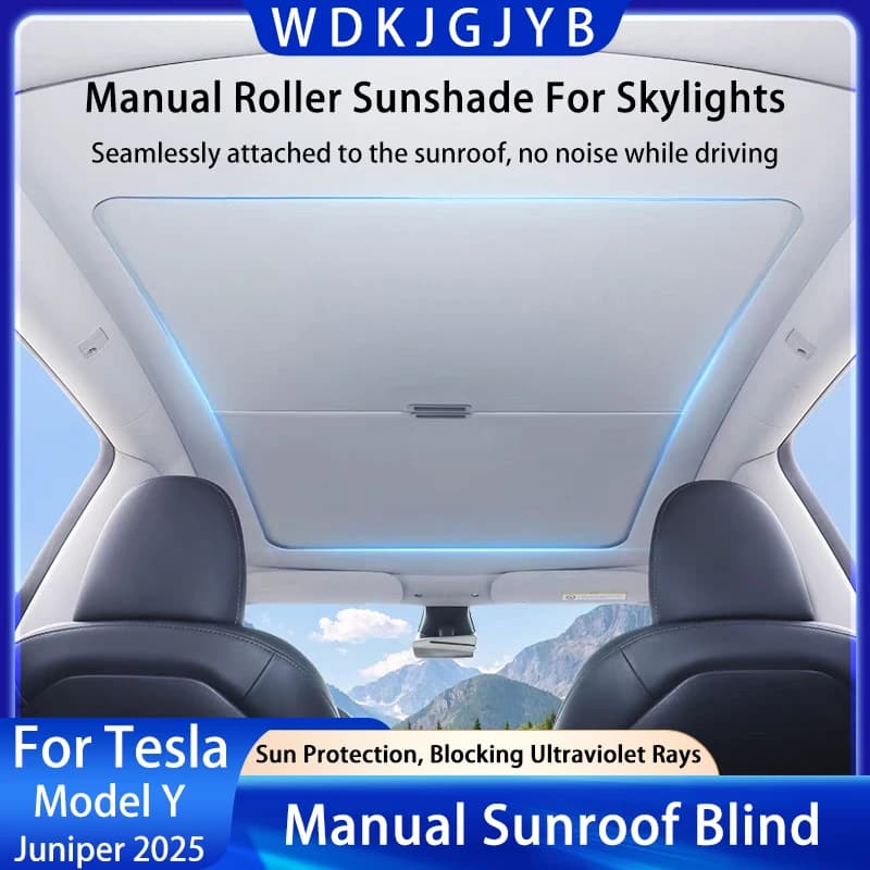 For Tesla New Model Y Juniper 2025 New Parasol Retratabile Roof Original Sliding Shaft Visiera Sunscreen Folded Solar Protection Roof Openable Blind