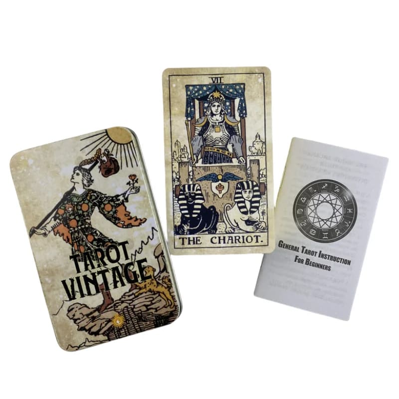 Mazzo di divinazione di carte vintage dei tarocchi con scatola di latta di alta qualità con guida di carta Giochi da tavolo classici in versione inglese