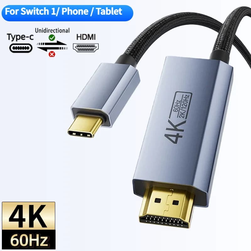 Switch Dock for Nintendo Switch1 USB C to HDMI Cable 4K@60Hz Type-C to HDMI Adapter 6.6FT HDR 100W PD for Laptop Phone Computer