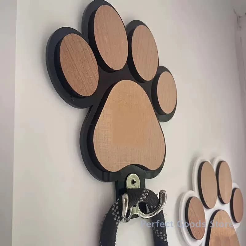 Gancio per guinzaglio per cani con stampa zampa Gancio da parete in legno per collari e cappotti Design con artigli Regalo per gli amanti degli animali domestici