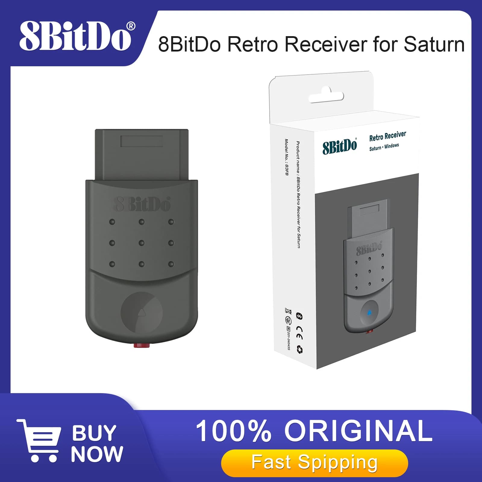 8BitDo Bluetooth Retro Receiver Adapter for Saturn and Windows, Compatible with Xbox Series, Xbox One and PS5 PS4 Controllers