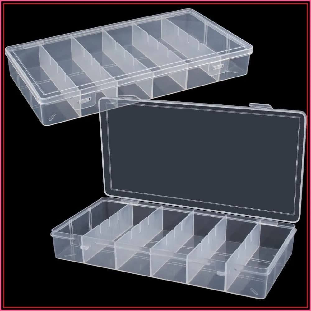 Clear Visible Plastic Storage Box for Cosmetics, Makeup, Fishing Tackle, Jewelry, Screws, Hardware Organizer (2Pack)