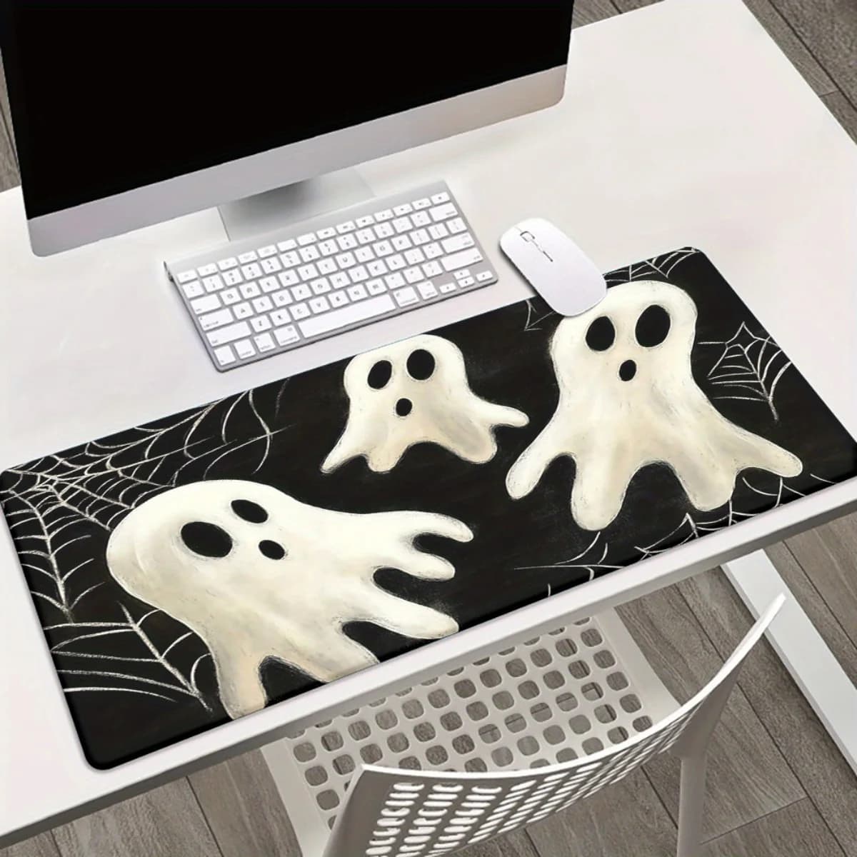 Brand Ghost Web Mouse Pad, Iron Art Desk Mat, Anti-Slip Rubber Gaming Keyboard Mousepad, Durable Office Laptop Computer Gamer Ma