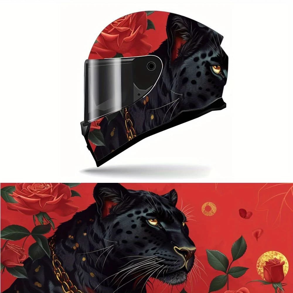 Vernice per casco con motivo leopardato rosa: etichetta impermeabile e staccabile per caschi da moto, resistente ai graffi, taglia universale, No R