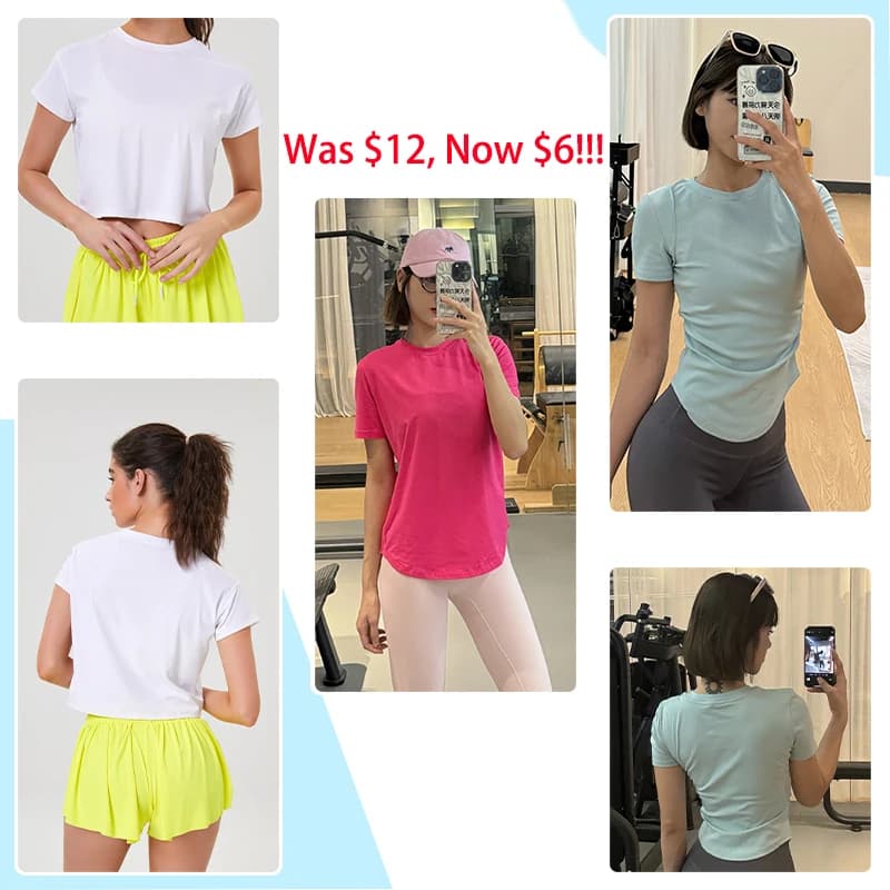 Camicie e camicette a maniche corte da donna Top sportivo Abbigliamento attivo Pilates Abbigliamento da palestra per fitness Abbigliamento sportivo Corsa T-shirt da yoga