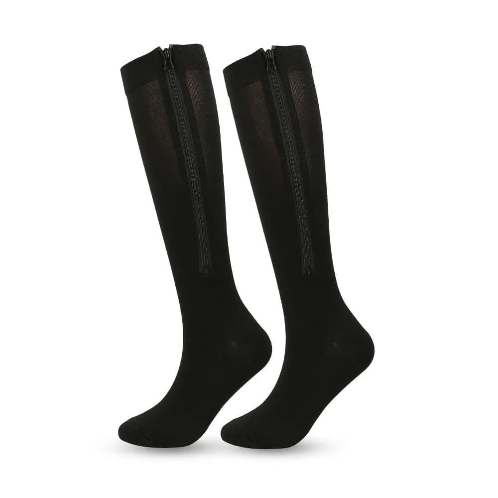 Simple Stripe Pressure Socks Soft Breathable Compress Zipper Socks Sweat-Absorbing Hosiery Cycling Sports Socks Outdoor Exercise