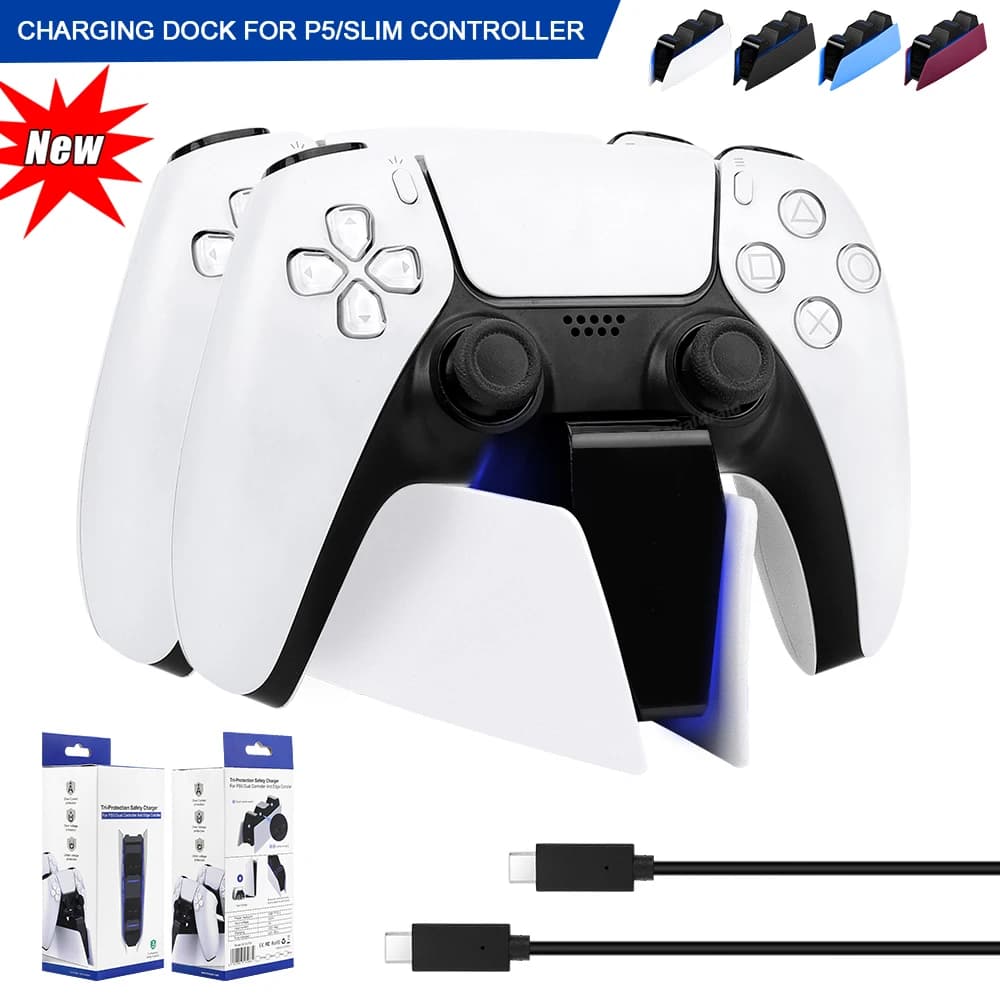 NUOVA stazione di ricarica doppia veloce per controller di gioco wireless doppio PS5 Maniglia supporto dock di ricarica per gamepad PS5