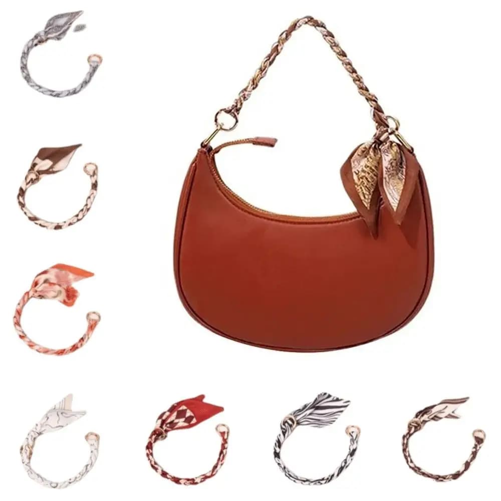 Fashion Metal Alloy Scarf Bag Chain Silk Scarf Detachable Detachable Bow Scarf Purse Chain Handbag