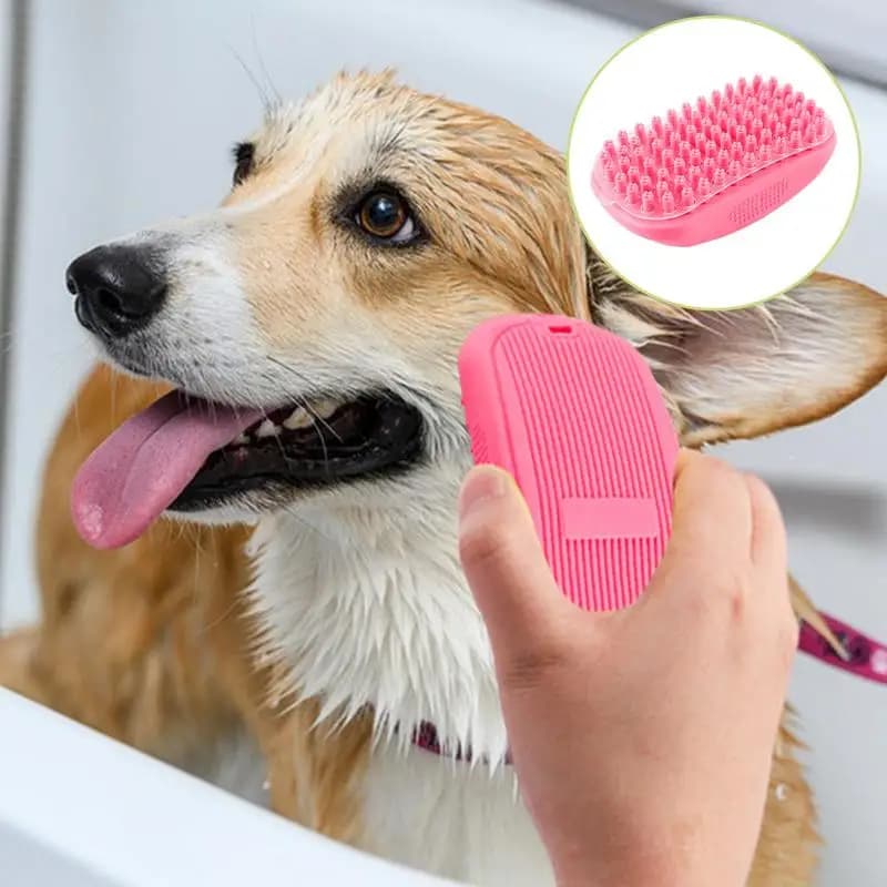 Dog Scrubber for Bath Cat Grooming Brush Dog Shedding Brush Pet Shampoo Bath Soothing Massage Rubber Bristles Curry Comb Pet
