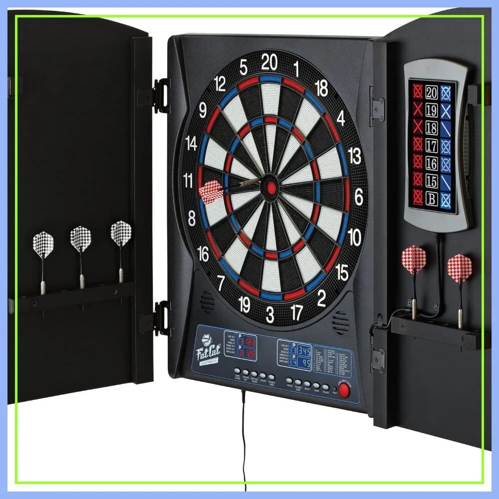 Tavolo da gioco elettronico con bersaglio da 13,5 pollici, 28 giochi, 6 freccette con punta morbida, nero