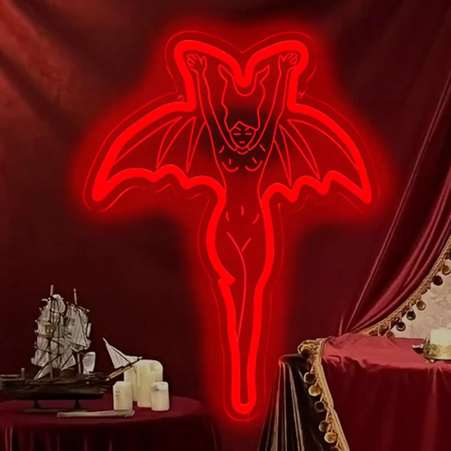 Devil Neon Sign USB Dimmable Halloween LED Neon Light for Spooky Halloween Gothic Room Game Room Man Cave Home Decoration Gift