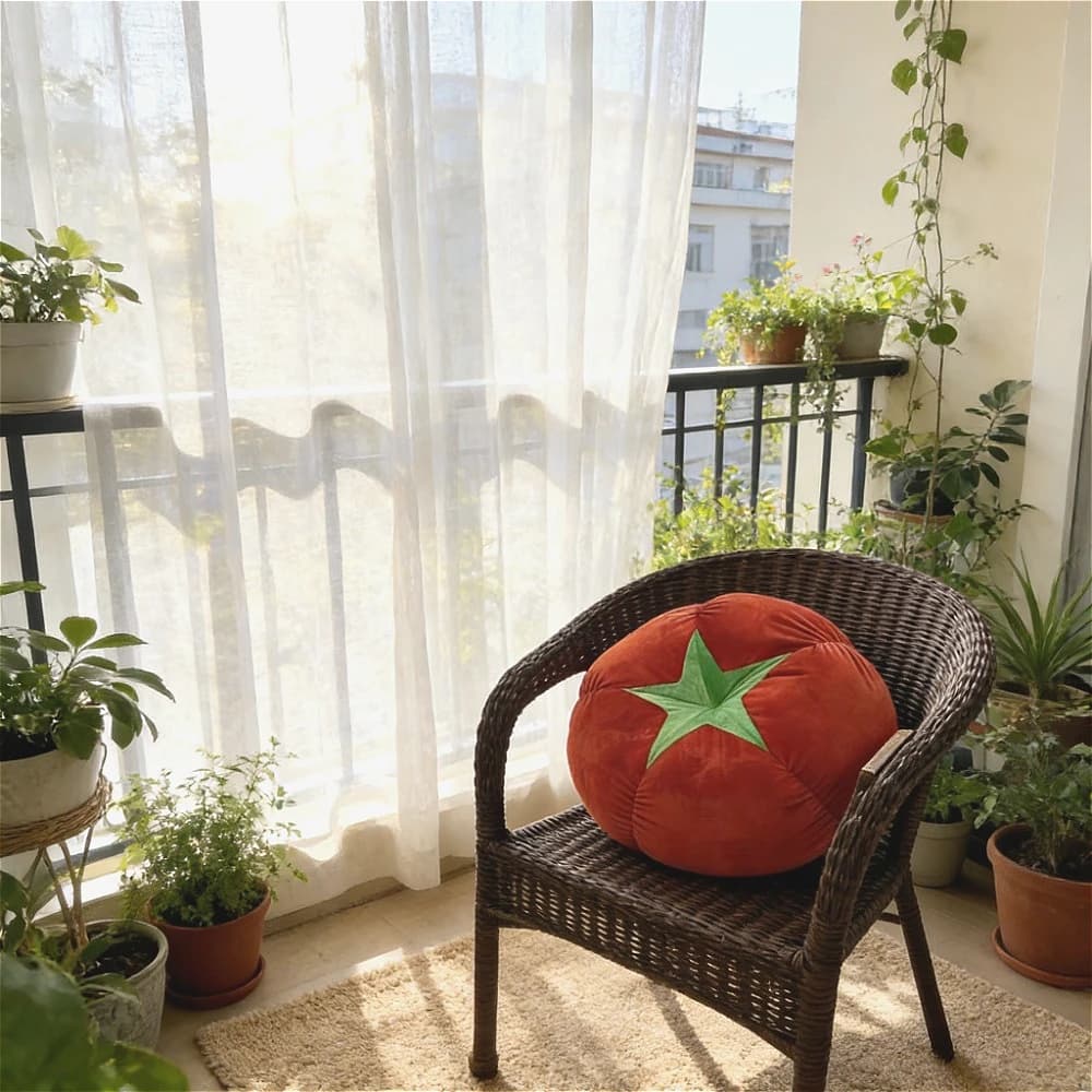 Cuscino Spesso a Forma di Pomodoro, Cuscino Rotondo a Forma di Verdura, Fungo, Cachi per Sedili da Finestra e Cuscini per Camera da Letto
