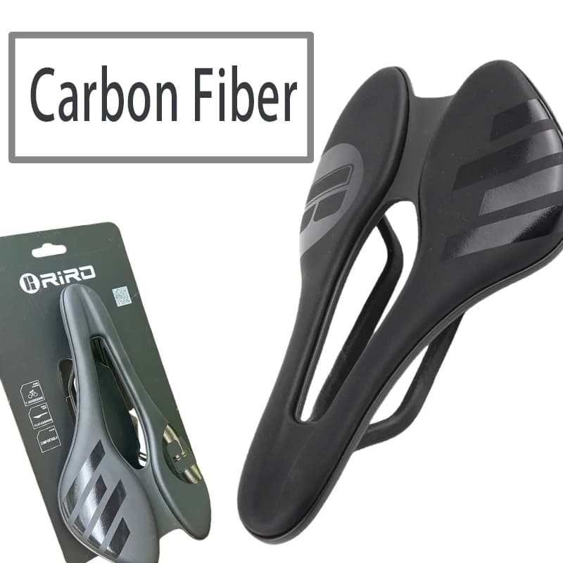 RIRO Cuscino per sella per bicicletta in fibra di carbonio Sella per bicicletta in pelle leggera Sedile ergonomico Mountain Road bike Air per uomo Donna