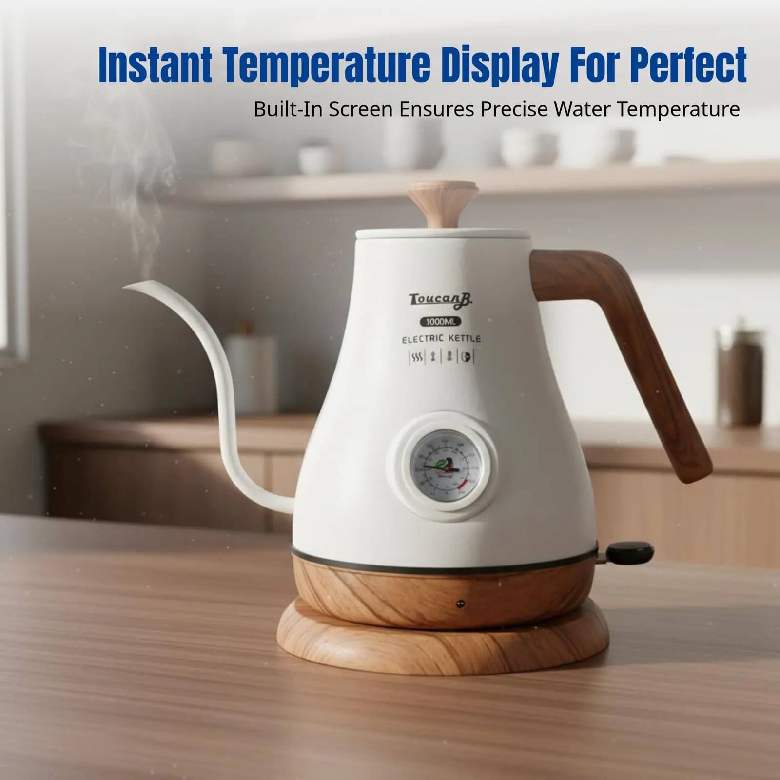 Ceiling Electric Kettle, Stainless Steel, Display Temperature, Quick Heating, Isolated, Automatic Shutdown