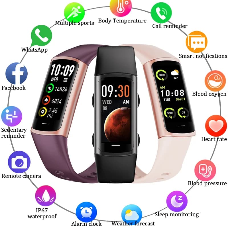 LIGE Smartwatch Sport Fitness Tracker Smart Watch per uomo Donna Frequenza cardiaca Ossigeno nel sangue Monitor del sonno Bracciale intelligente impermeabile