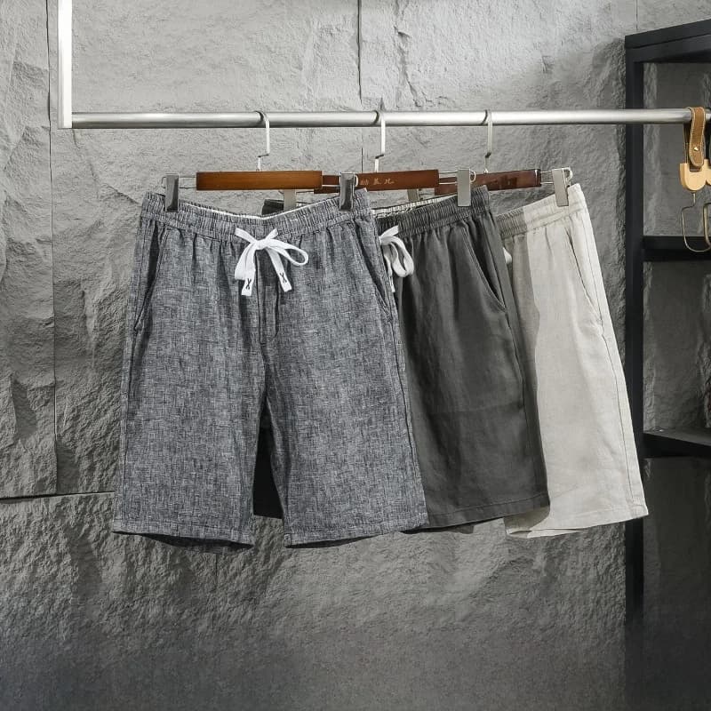 Natural Linen Men's Summer Loose Fit Comfortable Versatile Five-Seven Shorts Straight Leg Breathable Luxury Pre-Worn Style