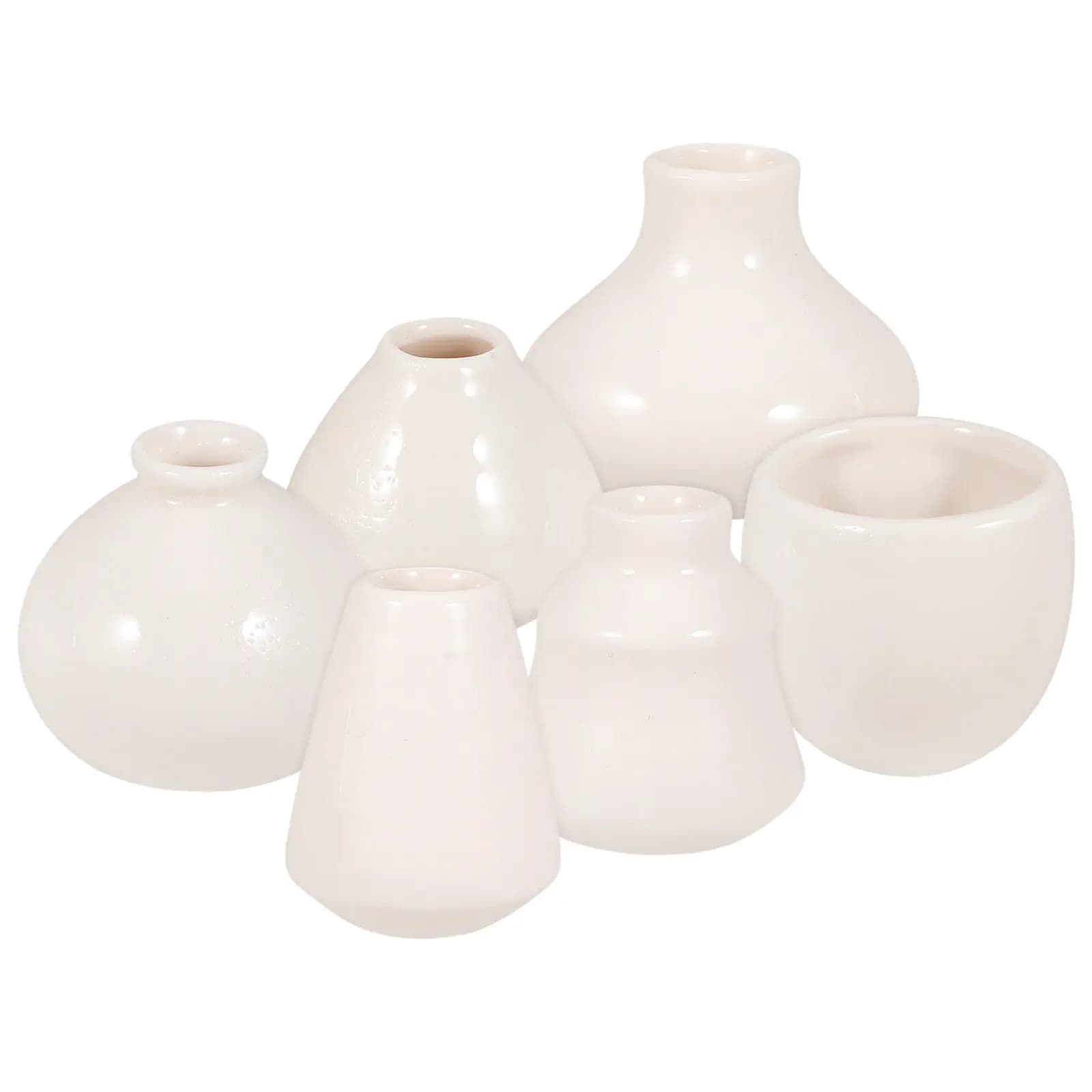 Set di 6 Mini Vasi in Ceramica Bianca Leggeri e Portatili, Piccoli Vasi Traspiranti per Piante da Interno, Decorazione per Scrivania e Tavola da Pranzo, Idea Regalo