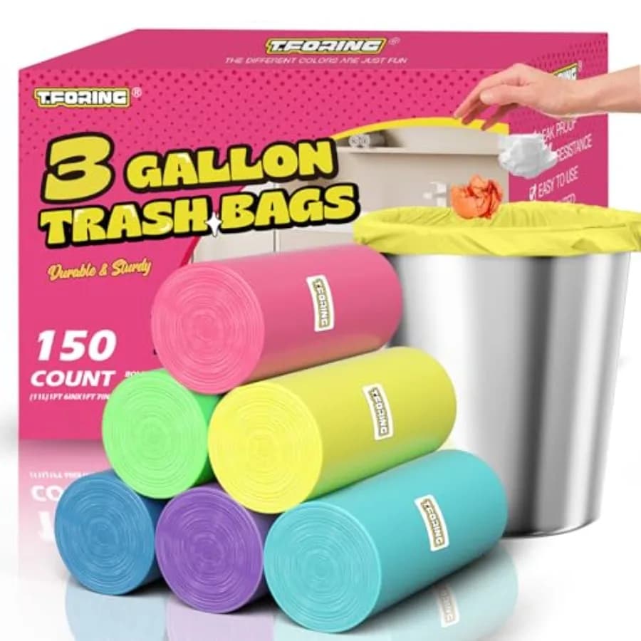 Small Trash Bags 3 Gallon -150 Count Mini Garbage Bags Unscented, 12 L Colored Plastic Trash Can Liners, Strong Wastebasket Lin