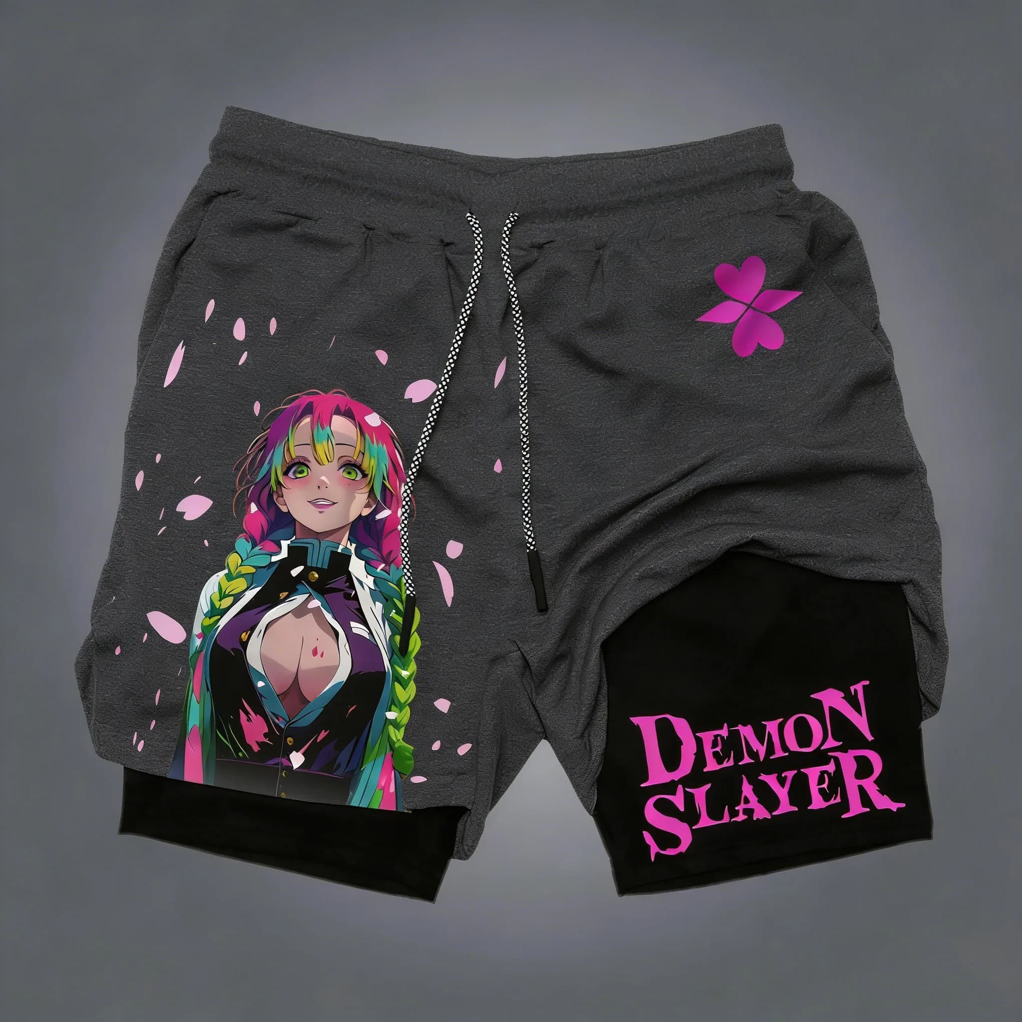 Demon Slayer unisex summer shorts, new sports shorts 2 in 1 quick drying breathable with anime print Kanroji Mitsuri