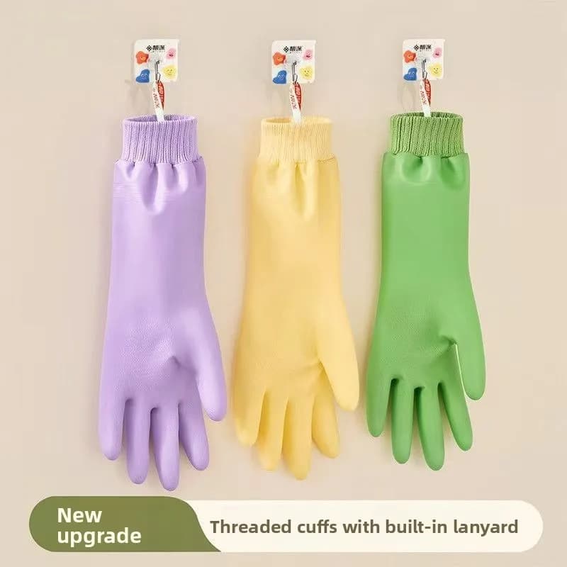 Guanti per Lavare i Piatti da Donna, Impermeabili e Resistenti, per Lavori Domestici e Lavanderia, in Velluto Spesso e Caldo, Antiscivolo, con Fodera in Lattice Gommato