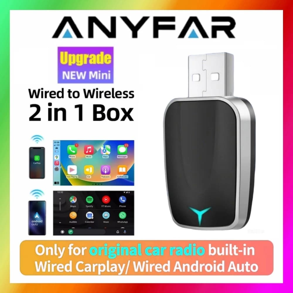 New 2 in 1 Wired to Wireless Carplay Adapter,WIFI 6 Smart Dongle Plug and Play Automatic Connection,Split Screen Carplay Adapter