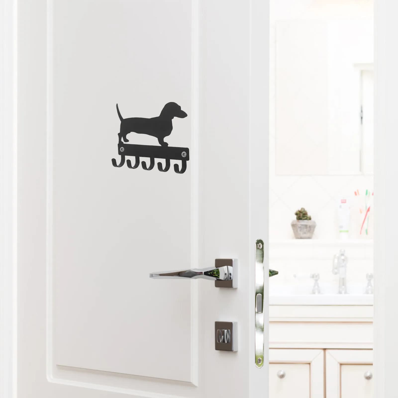 Dog Key Holder Metal Wall Hook Decorative Coat Rack Leash Hanger Medal Display Organizer for Home Dog Shaped Wall Hooks