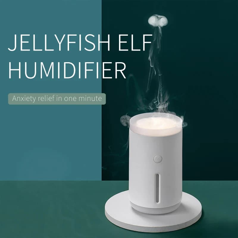 Umidificatore d'Aria a Forma di Medusa Dinamica 350ml, Diffusore di Oli Essenziali con Effetto Anello di Fumo, Silenzioso per Casa e Ufficio