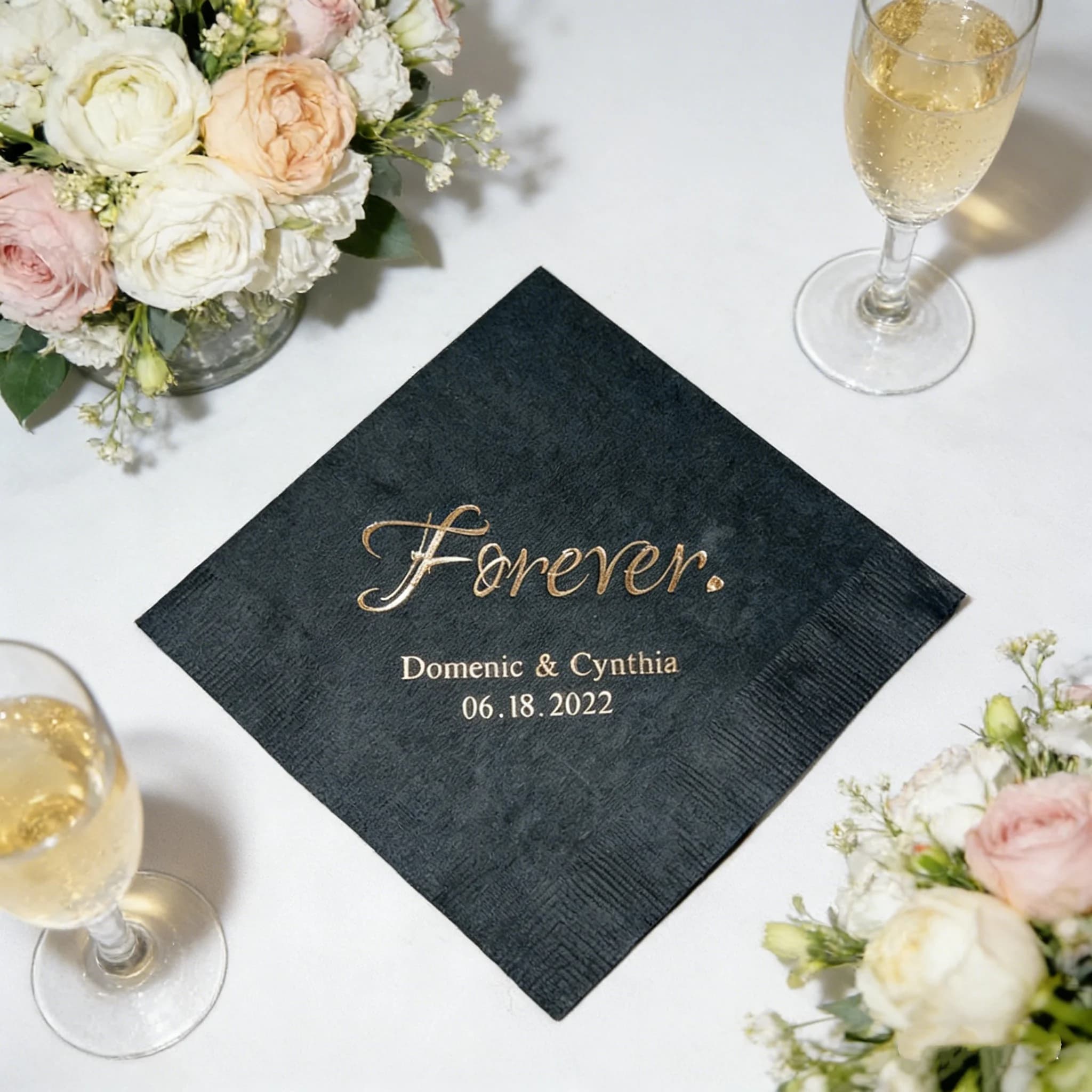 50 Tovaglioli Personalizzati per Matrimonio, Confezione da 50, Tovaglioli di Carta Stampati Personalizzati per Matrimoni, Fidanzamenti e Anniversari