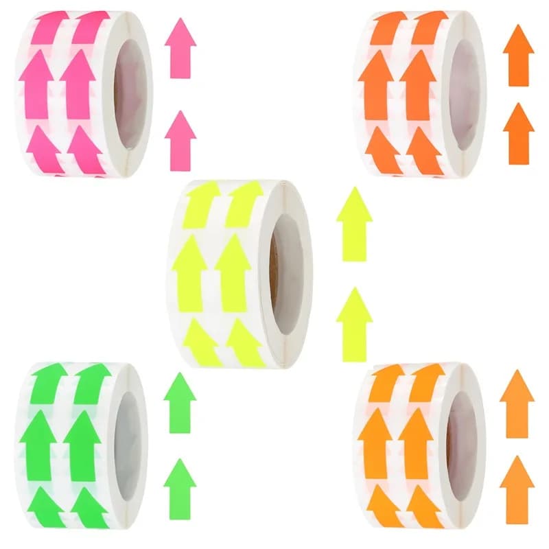 1000Pcs/Roll Fluorescent Paper Sticker Arrow Warning Stickers Self Adhesive Label Bright Blank Marking Sticker 1.5x3cm