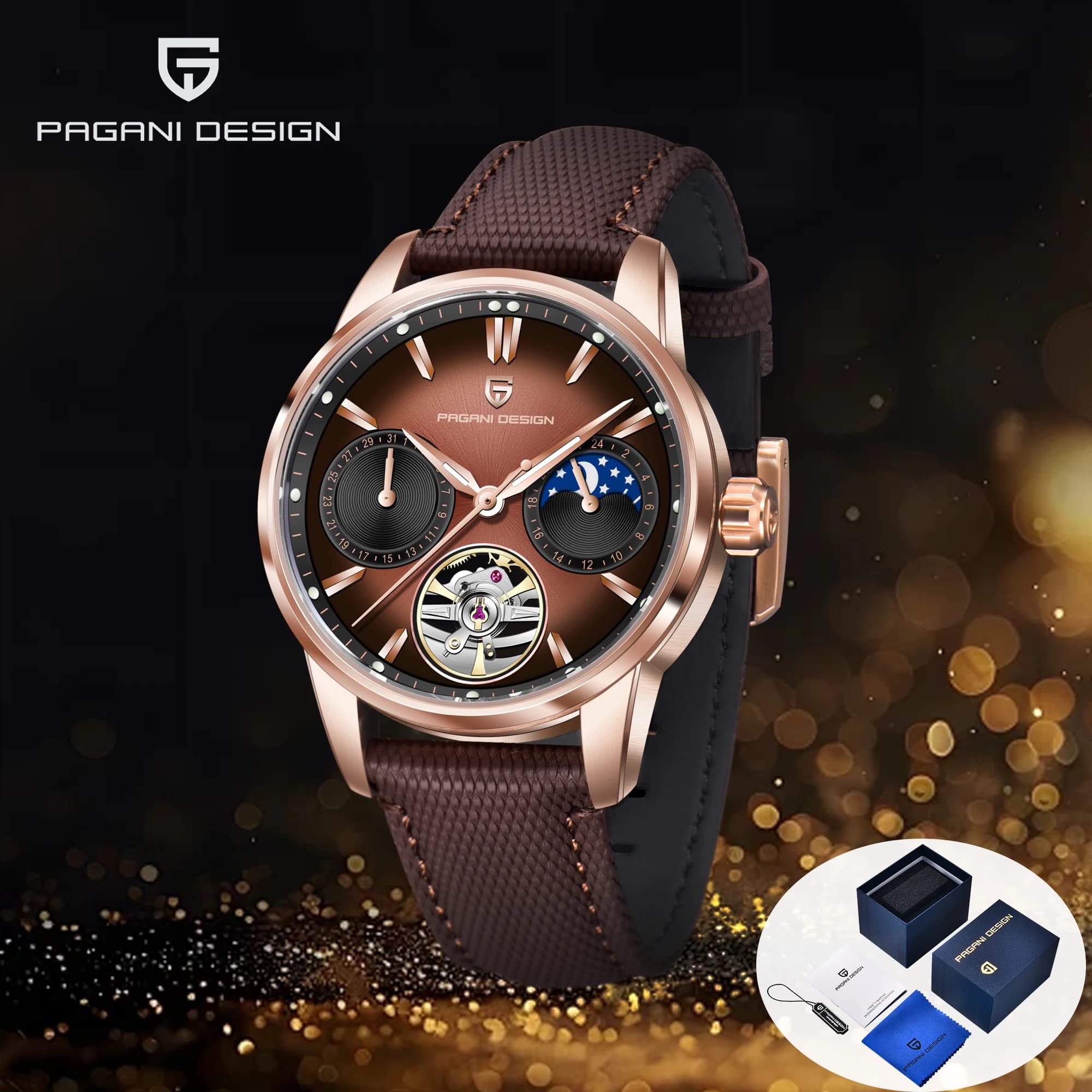 2025 Men's Watches PAGANI DESIGN Luxury Tourbillon Watch for Men's Automatic mechanical wristwatch Watches Gift pack Sapphire Mirror