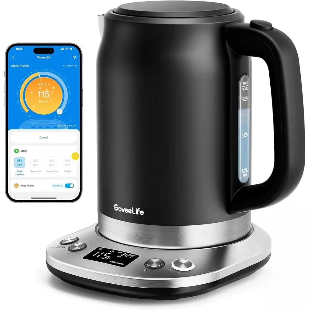 Intelligent electric kettle with temperature control, Wii electric kettle with control Alexa, 1500W RaBoil, 2 hours hot maintenance, 1.7L without BPA